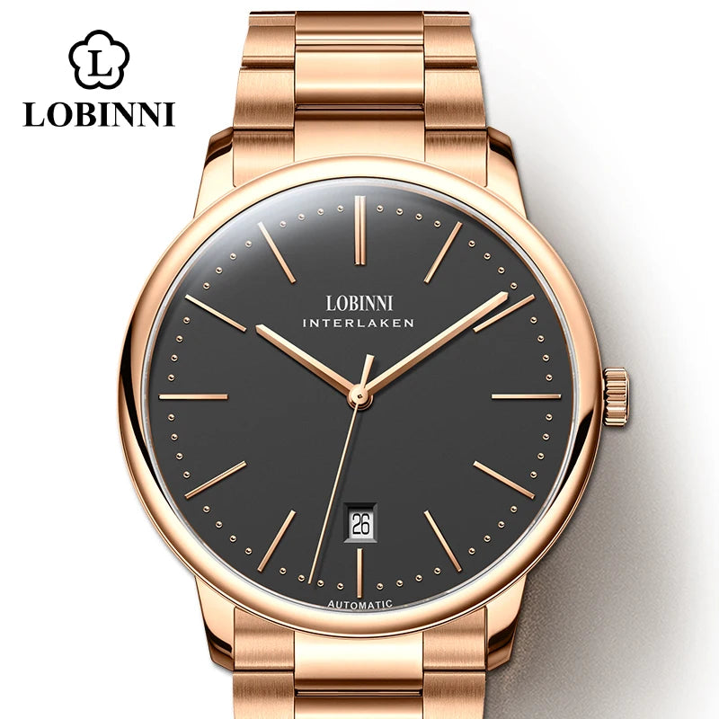 Lobinni Light Thin Automatic Mechanical Watch Mens 9015 Miyota Movement Men's Wristwatch Water Resistant Male Watches Simple