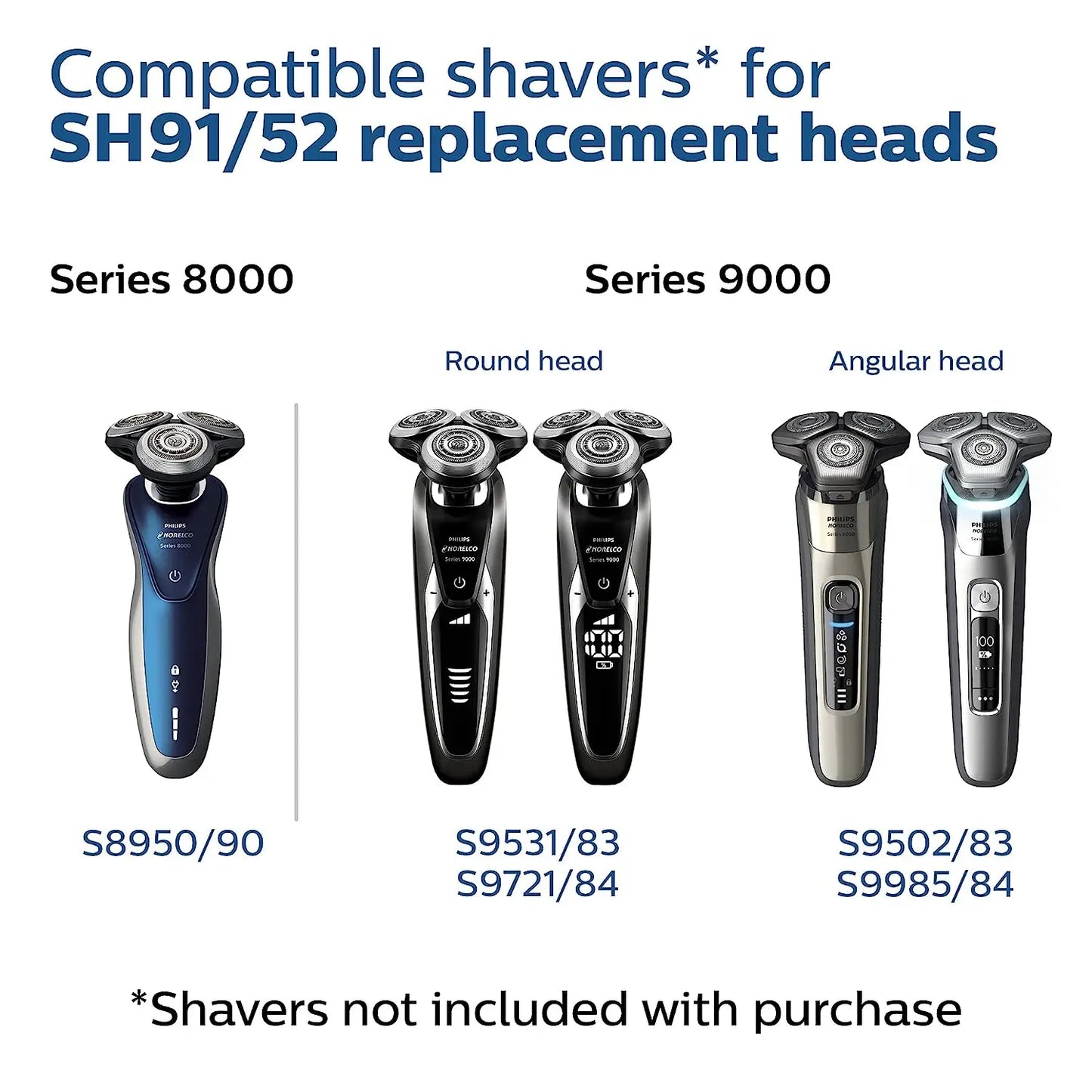 SH91 Replacement Blades For Philips Norelco Electric Shaver Series 9000 (S9xxx) S9985 S9987 SP981X,SP9820,SP986X,SP9861, SP9863