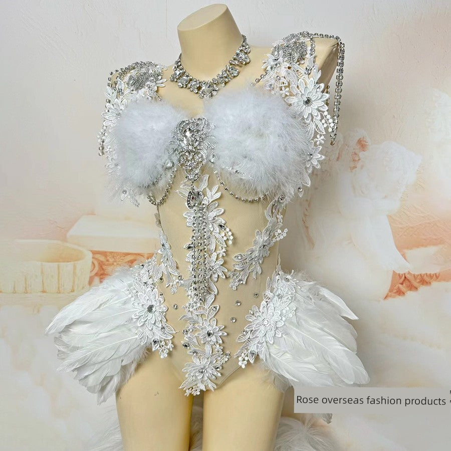 Feather Ballet Show Dancing Dress Women's Team Stage Song-Promotion Costume Electronic Music Festival Wear Exotic Theme Dress