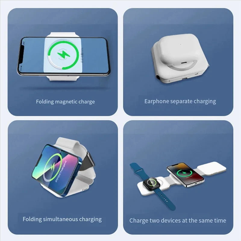 Three-in-one Magnetic Wireless Charger Desktop Three-fold Wireless Charger Is Suitable For Pingguo Mobile Phone Headset Watch