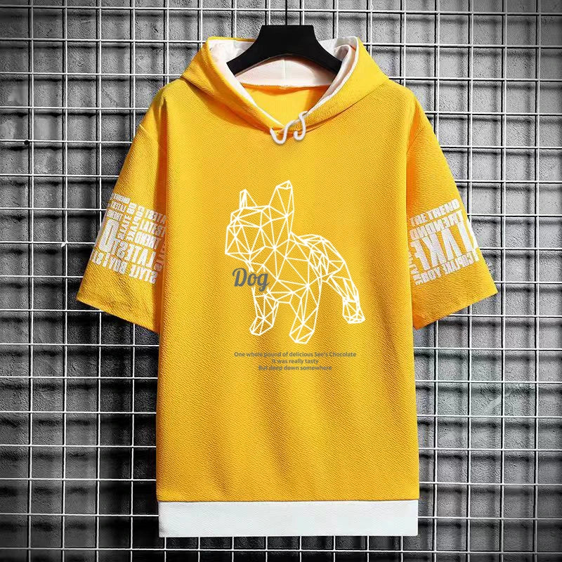 Men's Funny T-shirt Bulldog Design Graphic T Shirts Men Clothing Casual Harajuku Streetwear Print Hooded Top Short Sleeve Tee