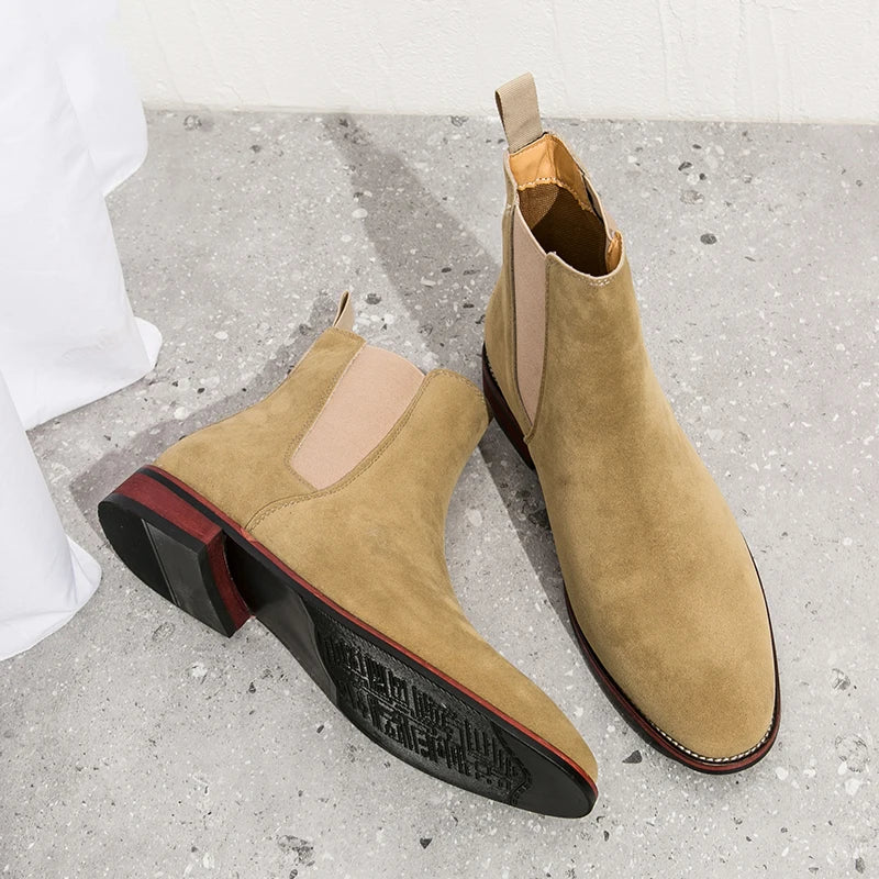 Fashionable Men Chelsea Boots PU Korean Version Versatile Suede European and American Short Boots Size 38-46 Men Boots