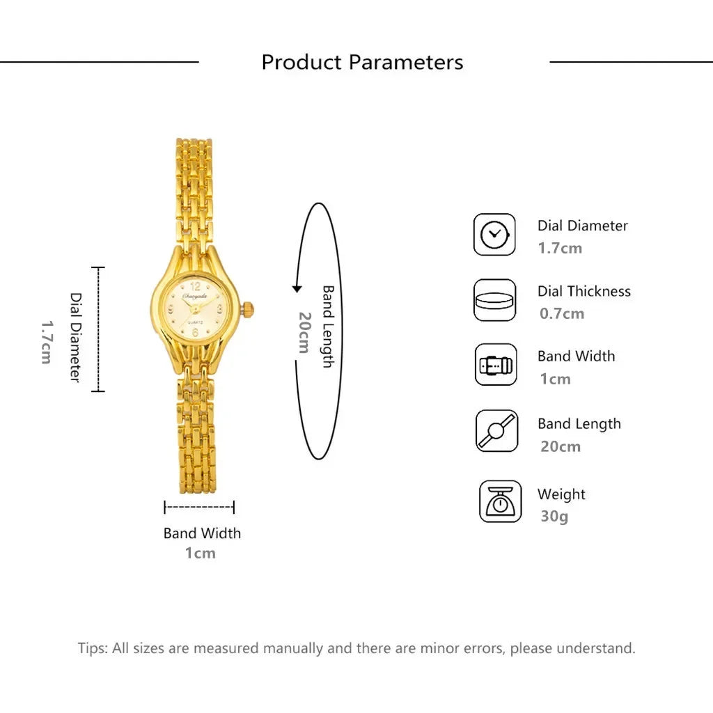 Women's Gold Bracelet Watch Fashion Elegant Small Dial Alloy Quartz Wristwatch Woman Luxury Ladies Watch Clock Gift Reloj Mujer