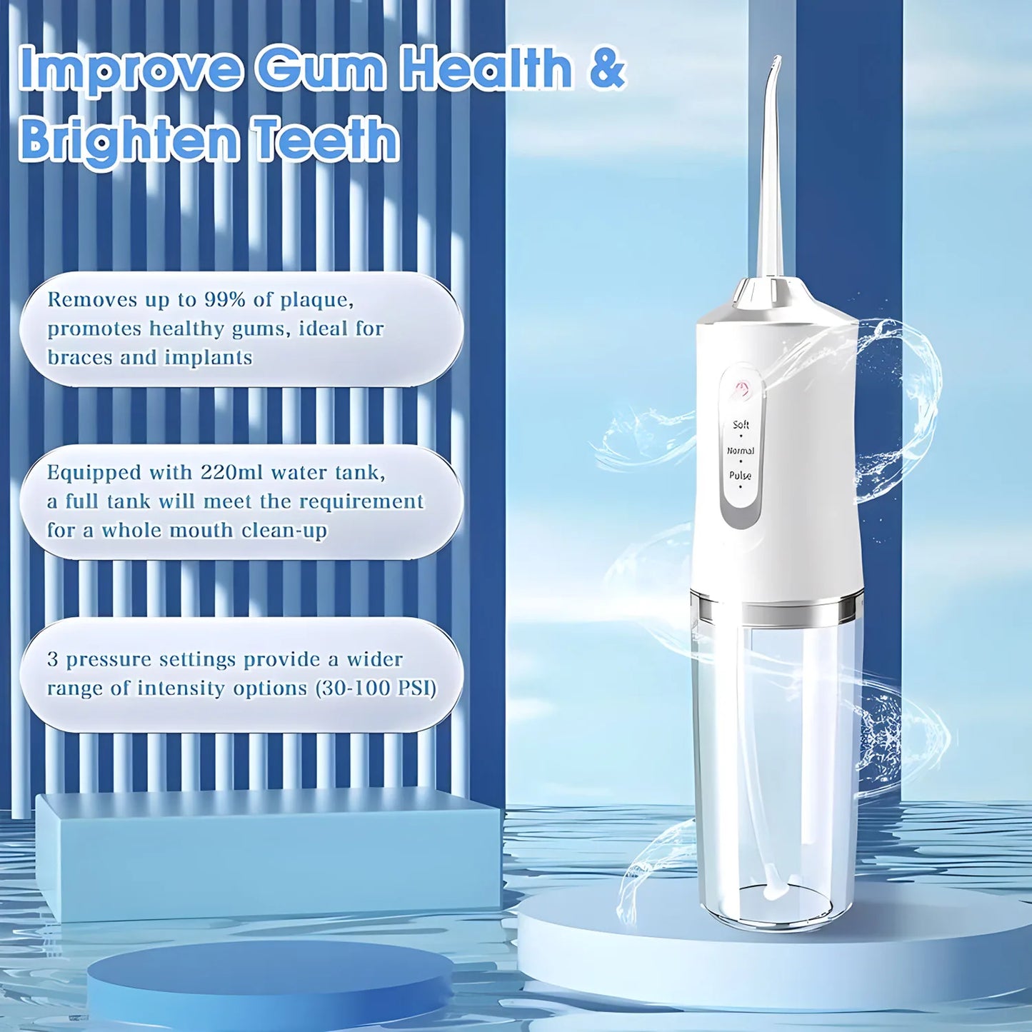Rechargeable Oral Irrigator Portable Dental Irrigator Water Flosser 3 Models Jet Nozzles Water Teeth Pick Flosser Water Jet