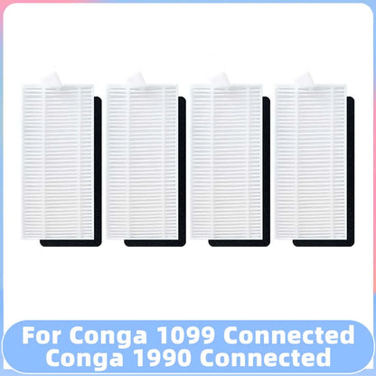 Compatible for Conga 1099 Connected / 1990 Connected Robot Vacuum Spare Parts Main Side Brush Filter Mop Replacement Accessory