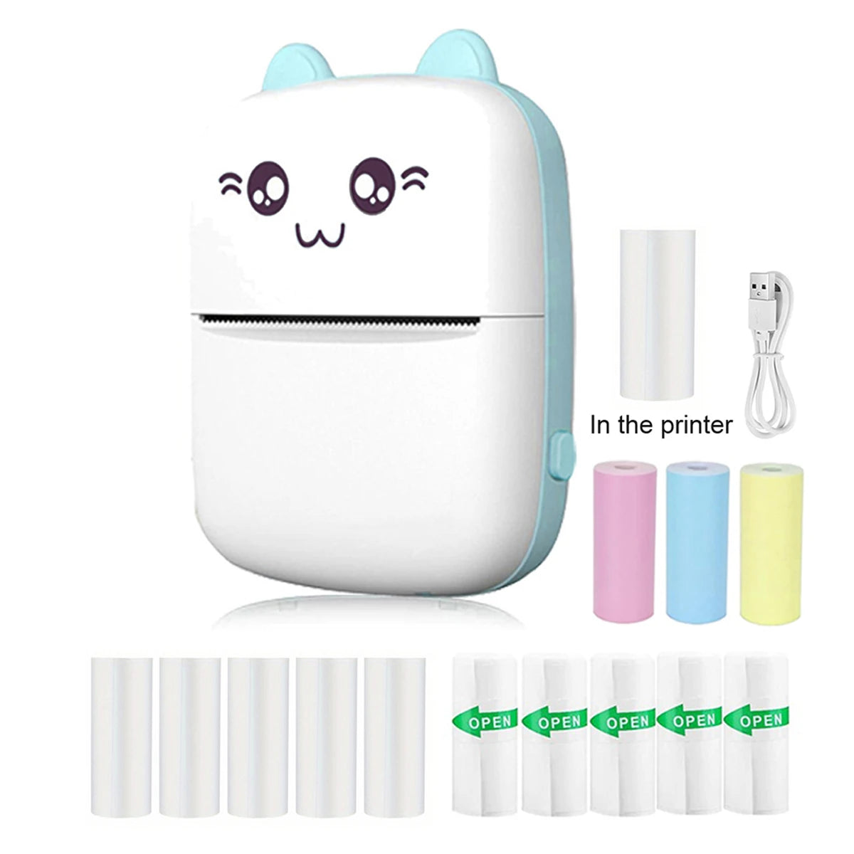 Mini Pocket Printer, Wireless BT Connection Thermal Printer For Photos Receipts Notes Memo Label Portable Inkless Gift Printer