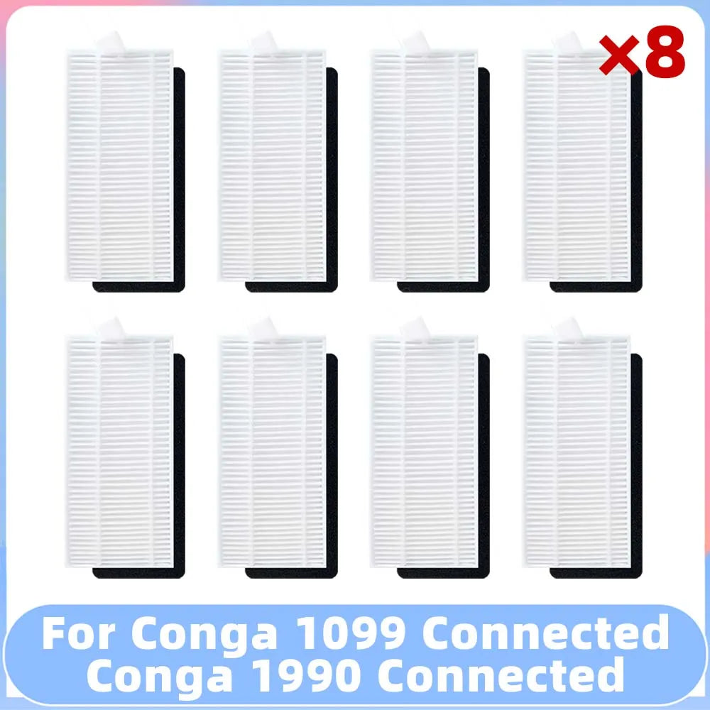 Compatible for Conga 1099 Connected / 1990 Connected Robot Vacuum Spare Parts Main Side Brush Filter Mop Replacement Accessory