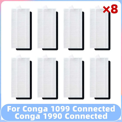 Compatible for Conga 1099 Connected / 1990 Connected Robot Vacuum Spare Parts Main Side Brush Filter Mop Replacement Accessory