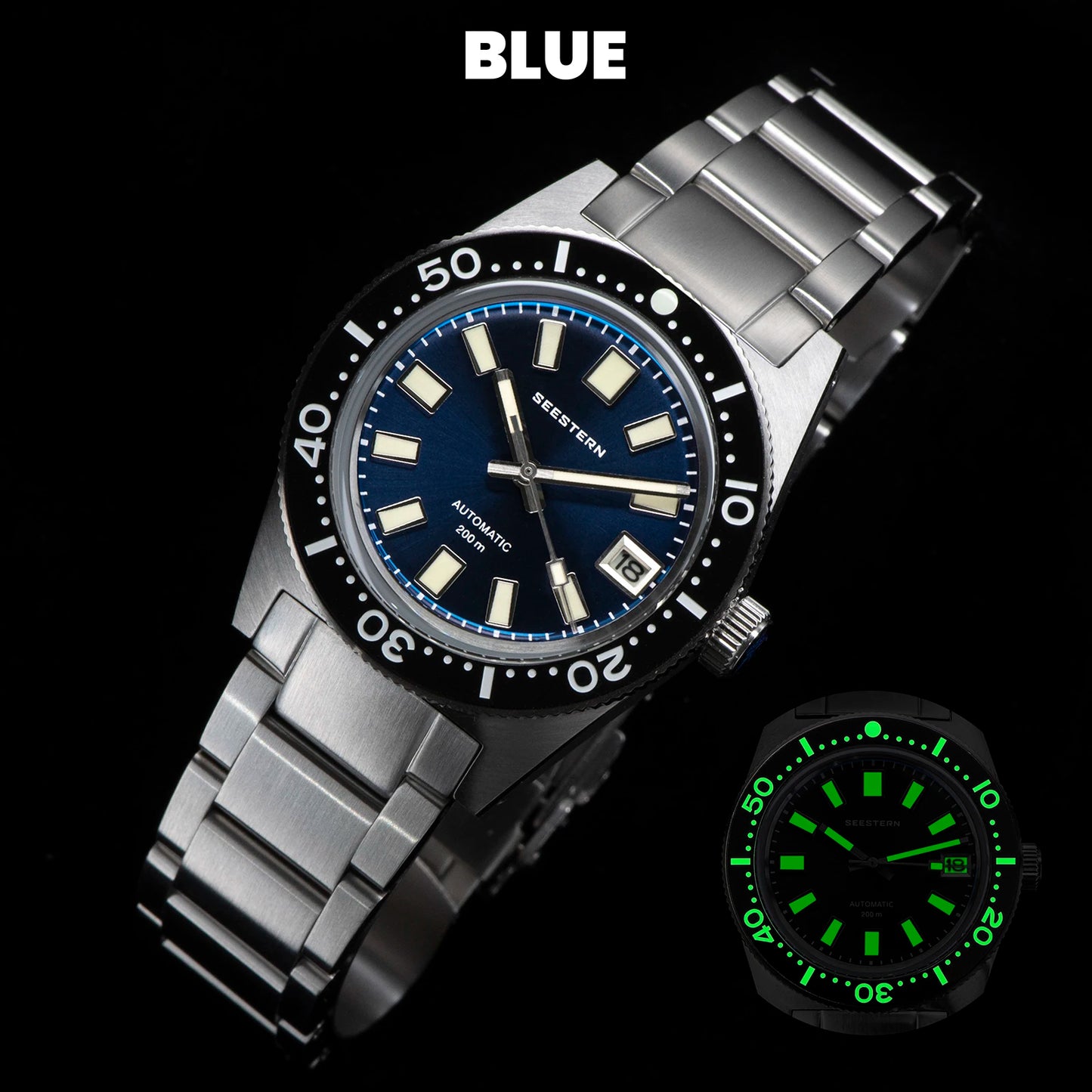 SEESTERN 62MAS Diving Watch Men Automatic Mechanical Wristwatch Luminous Bezel Waterproof NH35 Movement Sapphire Glass Bracelet