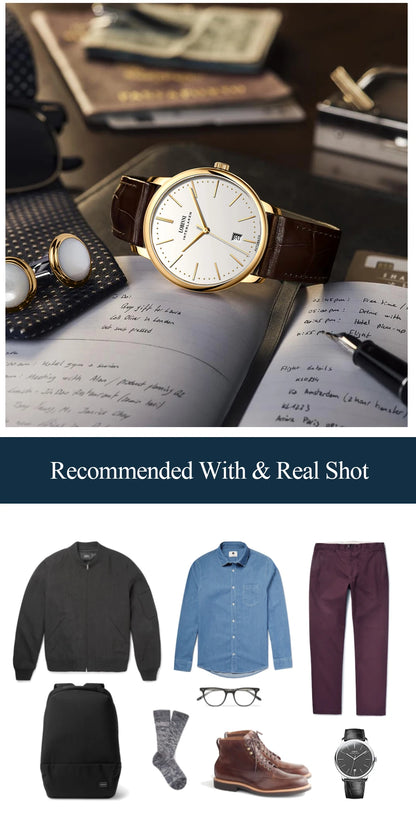 Lobinni Light Thin Automatic Mechanical Watch Mens 9015 Miyota Movement Men's Wristwatch Water Resistant Male Watches Simple