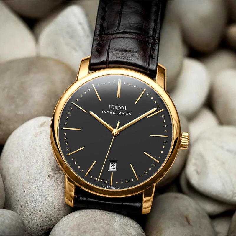 Lobinni Light Thin Automatic Mechanical Watch Mens 9015 Miyota Movement Men's Wristwatch Water Resistant Male Watches Simple