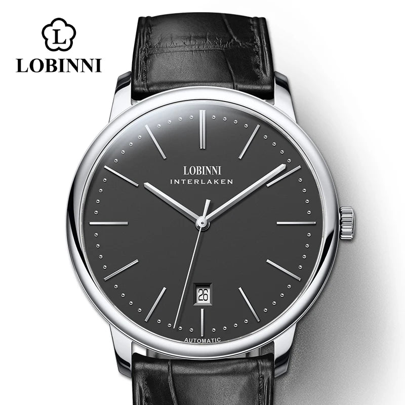 Lobinni Light Thin Automatic Mechanical Watch Mens 9015 Miyota Movement Men's Wristwatch Water Resistant Male Watches Simple