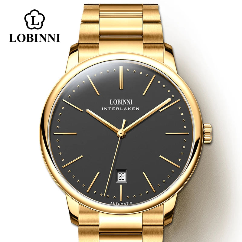 Lobinni Light Thin Automatic Mechanical Watch Mens 9015 Miyota Movement Men's Wristwatch Water Resistant Male Watches Simple