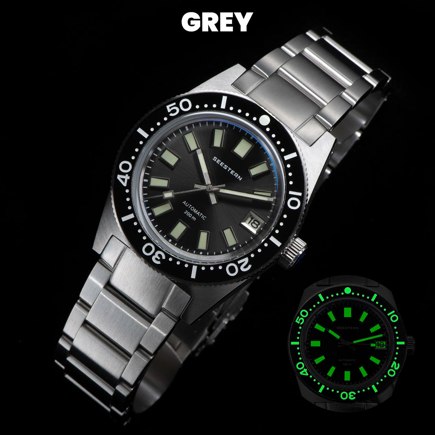 SEESTERN 62MAS Diving Watch Men Automatic Mechanical Wristwatch Luminous Bezel Waterproof NH35 Movement Sapphire Glass Bracelet