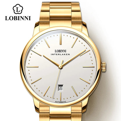 Lobinni Light Thin Automatic Mechanical Watch Mens 9015 Miyota Movement Men's Wristwatch Water Resistant Male Watches Simple
