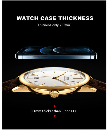 Lobinni Light Thin Automatic Mechanical Watch Mens 9015 Miyota Movement Men's Wristwatch Water Resistant Male Watches Simple