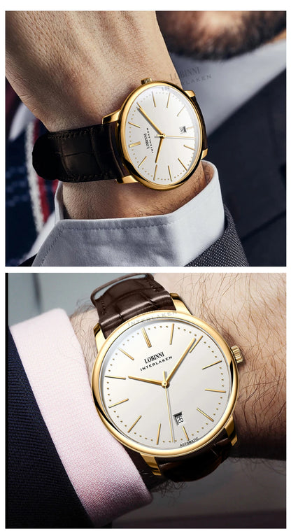 Lobinni Light Thin Automatic Mechanical Watch Mens 9015 Miyota Movement Men's Wristwatch Water Resistant Male Watches Simple