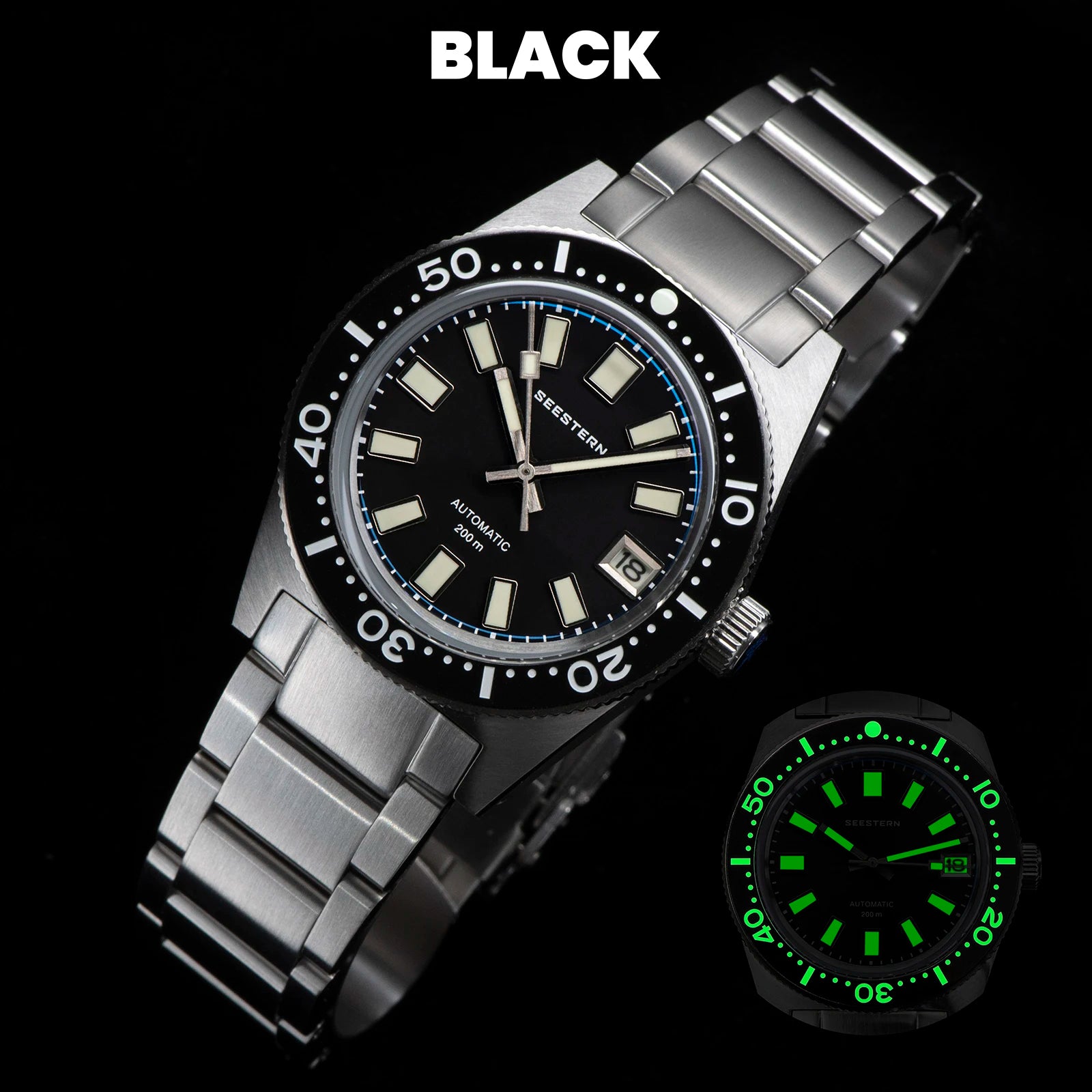 SEESTERN 62MAS Diving Watch Men Automatic Mechanical Wristwatch Luminous Bezel Waterproof NH35 Movement Sapphire Glass Bracelet