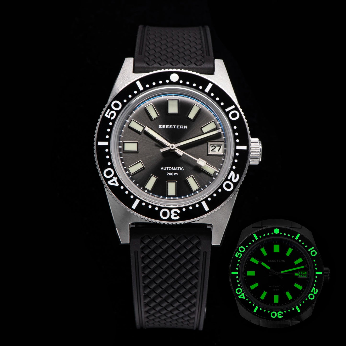 SEESTERN 62MAS Diving Watch Men Automatic Mechanical Wristwatch Luminous Bezel Waterproof NH35 Movement Sapphire Glass Bracelet