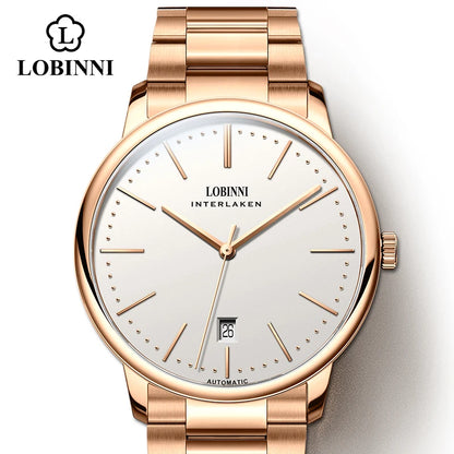 Lobinni Light Thin Automatic Mechanical Watch Mens 9015 Miyota Movement Men's Wristwatch Water Resistant Male Watches Simple