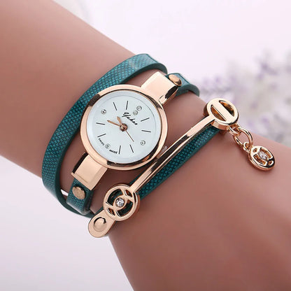 Women Watches Rhinestone Multilayer Bracelet Watch Women Faux Leather Strap Analog Quartz watch Fashion Dress Clock часы женские