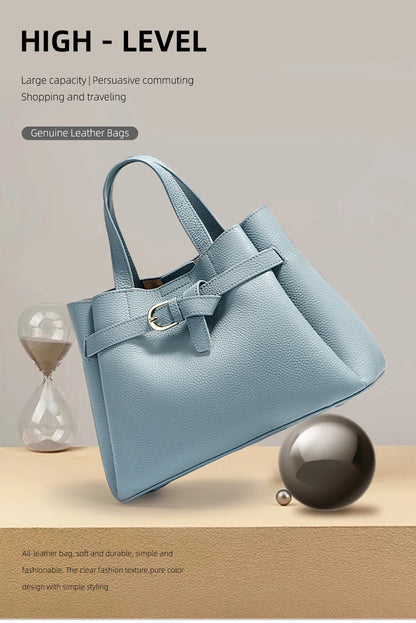 Zency Genuine Leather Top-handle Bag For Women Luxury Designer Crossbody Bag Zipper Purse Elegant OL Handbag 2025 New Shoulder