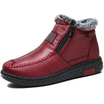 2024 Women's Boots Plush Female Shoes Anti-slip Womens Snow Boot Winter Cotton Leather Shoes Casual Ankle Boots Botas Mujer