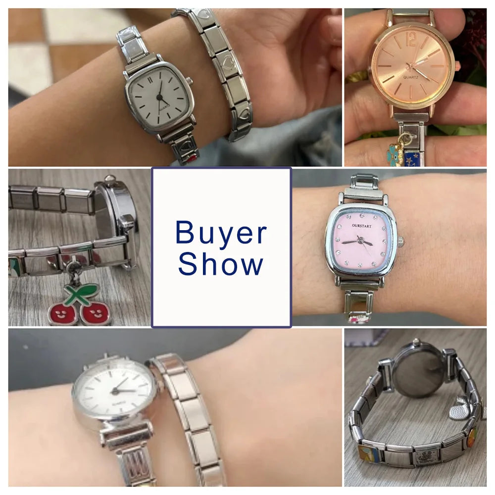 GEMOSA Fashion Design Modern Oval Casual Quartz Watches Women Ladies Stainless Steel Width 9mm Strap Party Birthday Perfect Gift