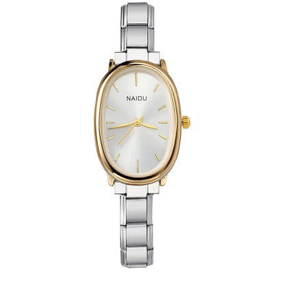 GEMOSA Fashion Design Modern Oval Casual Quartz Watches Women Ladies Stainless Steel Width 9mm Strap Party Birthday Perfect Gift