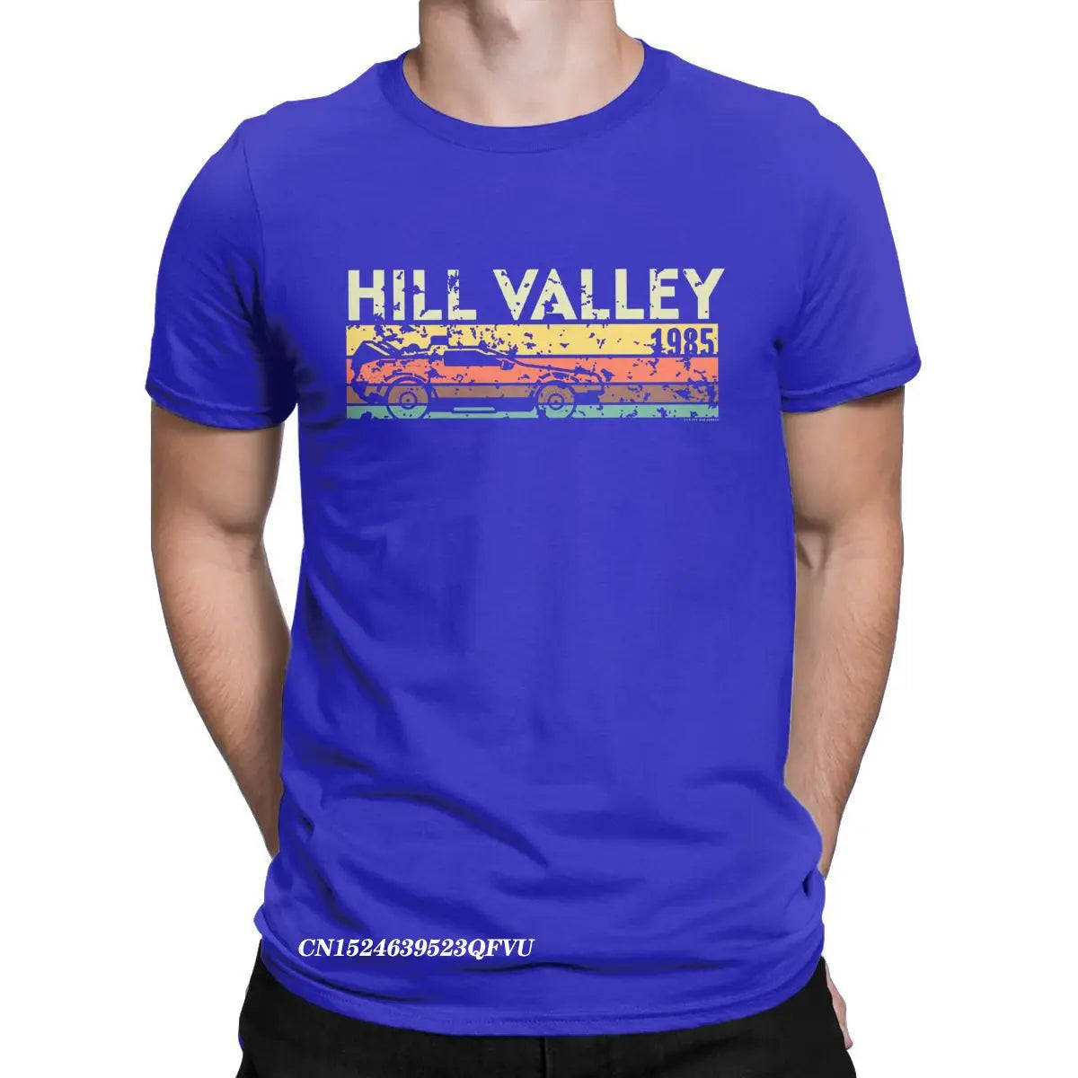Hill Valley 1985 Tee Shirt Men Back To The Future Tops T Shirts Doc Brown Marty Delorean Time Travel Movie BTTF Tees Plus Size