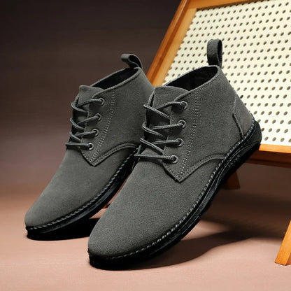 Winter Outdoor Men Casual Shoes Leather Ankle Boots No-slip High Top Male Work Shoes High Quanlity Square Head Men Chelsea Boots