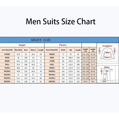 Elegant Men Suits Single Breasted Peak Lapel Slim Fit Male Clothing 2 Piece Jacket Pants Sets Formal Prom Party Costume Homme
