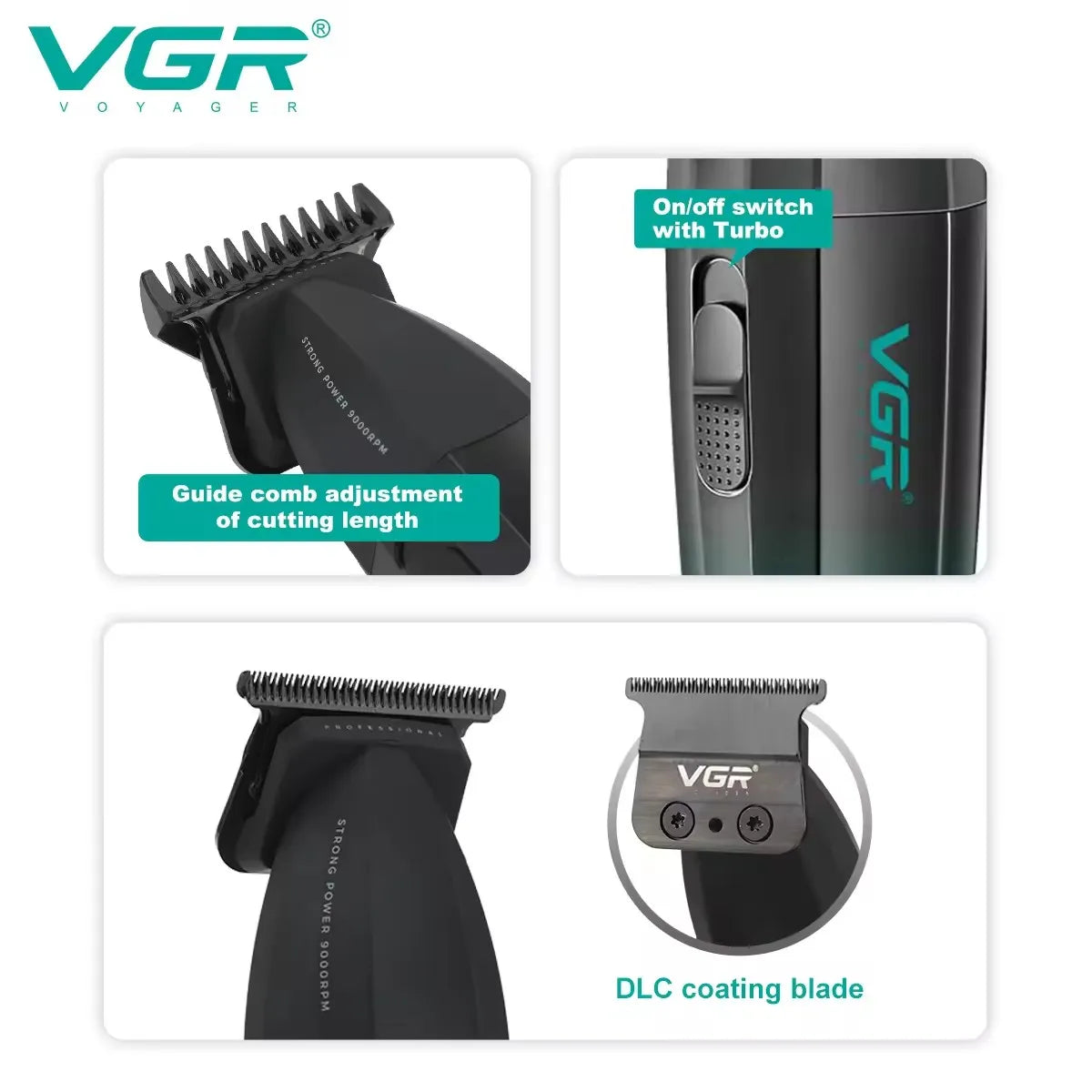 Original VGR 0mm zero Metal Electric Hair Beard Trimmer For Men Body Face Electric Clipper Hair Cutting Rechargeable