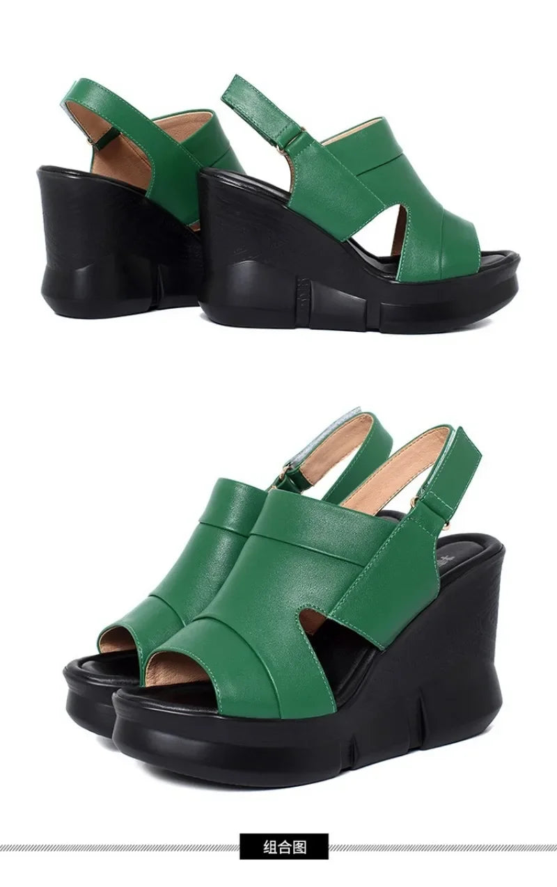 2025 High Quality Ladies Shoes Open Toe Women's Sandals Platform Dress Sandals Women Round Toe High Wedges Outdoor Shoes Women
