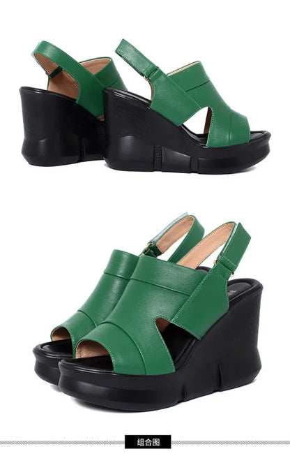 2025 High Quality Ladies Shoes Open Toe Women's Sandals Platform Dress Sandals Women Round Toe High Wedges Outdoor Shoes Women