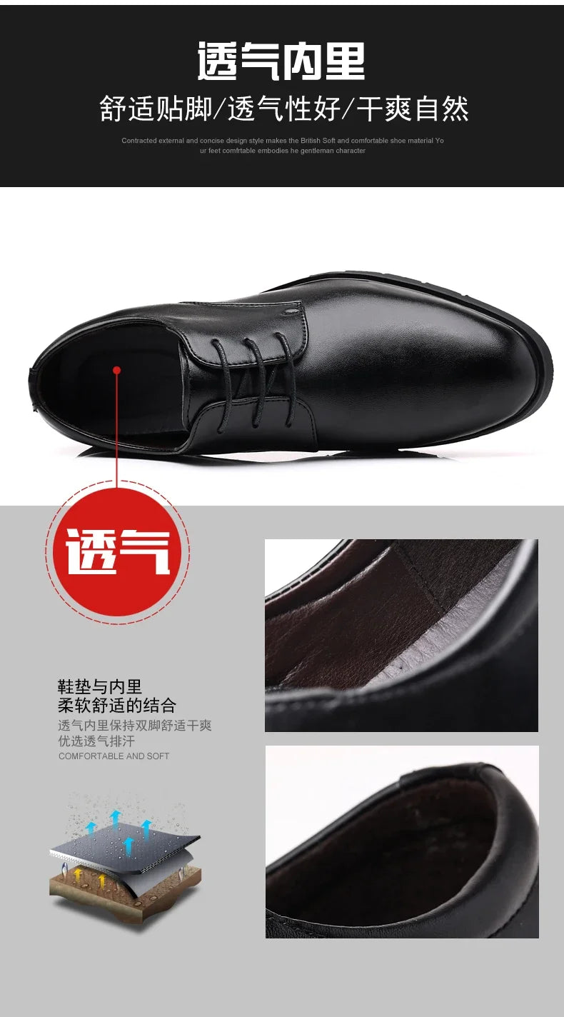 High Quality Formal Leather Men Dress Shoes Breathable Mens Casual Shoes Italian Luxury Brand Lace-Up Non-slip Men Driving Shoes