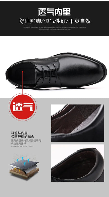 High Quality Formal Leather Men Dress Shoes Breathable Mens Casual Shoes Italian Luxury Brand Lace-Up Non-slip Men Driving Shoes