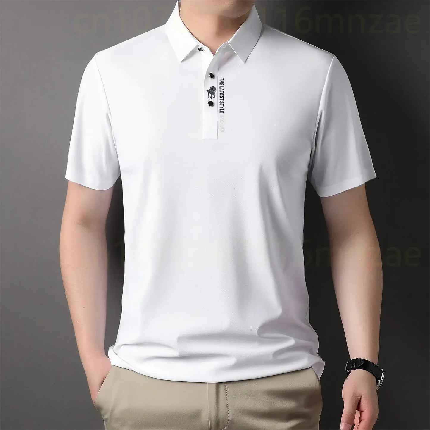 Brand High-End Summer Business Quality Short Sleeved Polo Shirt 2023 Men Trend Casual No Trace Printing Ice Silk Soft Breathable