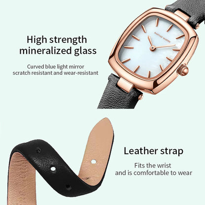 2024 New Womens Watch Hannah Martin Original Leather Rose Gold Simple Quartz Watch Top Brand 3Bar Waterproof Fashion Women Watch