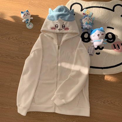 Streetwear Zipper Hoodie Y2K Womens Clothes Harajuku Gothic Kawaii Cute Embroidery Oversized Hooded Sweatshirt Jacket Coat