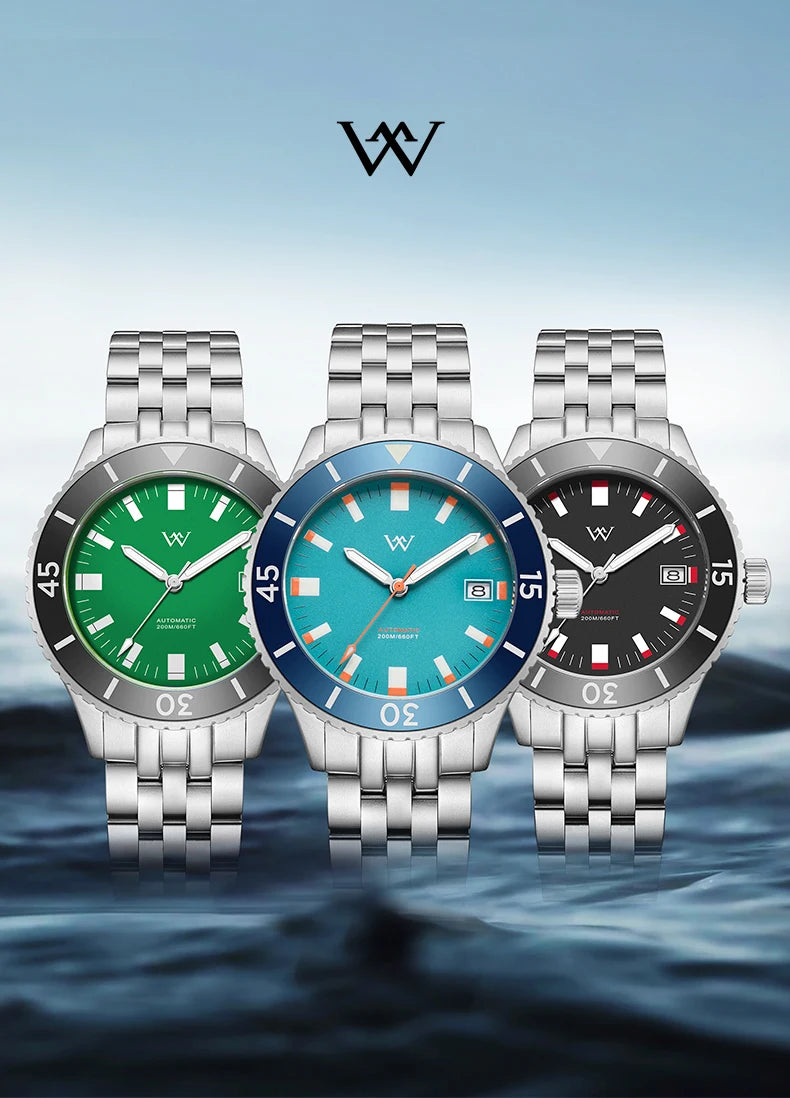 WM Watch NH35 Automatic Mechanical Watch Men Sapphire AR Coated 200M Water Resistant Ceramic Bezel Welly Merck Watches 203M-WM