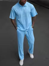 Men's Spring Autumn Seasonal Tie-Dye Patterned Polo Shirt And Pants Set Casual Sporty Holiday Wear Daily  Two-Piece