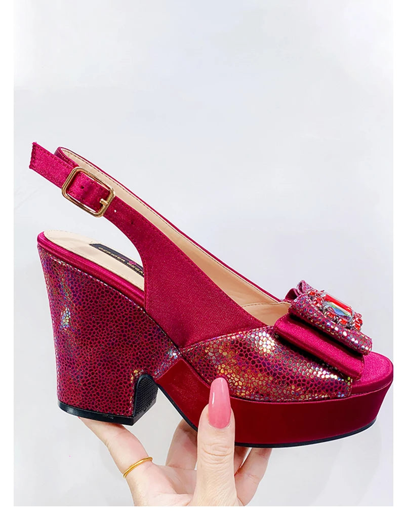 2023 Newest Wedding Women Shoes Nigeria Africa 10cm High Heels Party Gathering Crystal Design Women Shoes Fashion Ladies Shoes