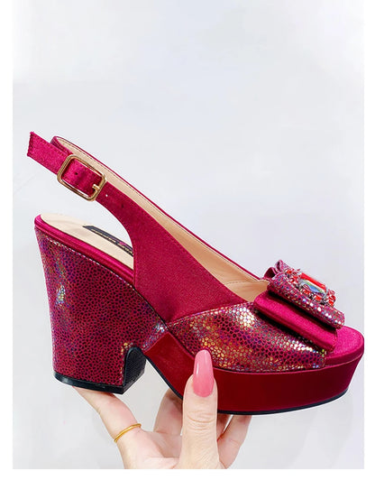 2023 Newest Wedding Women Shoes Nigeria Africa 10cm High Heels Party Gathering Crystal Design Women Shoes Fashion Ladies Shoes