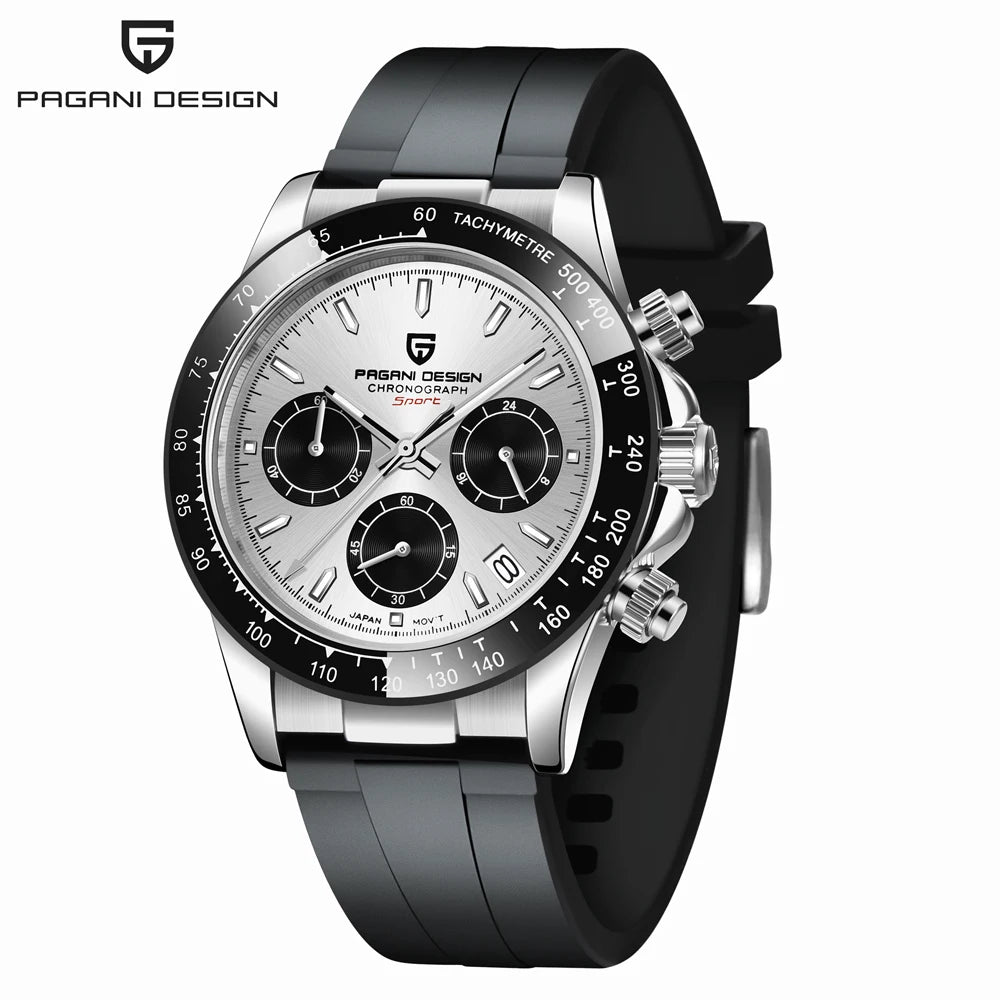 PAGANI DESIGN Watches Meteorite Surface Luxury Quartz Watches For Men Stainless Steel Waterproof Chronograph AR Sapphire Crystal