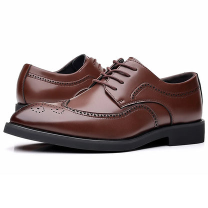 Men's Elegant British Brogue Derby Shoes Lace-Up Patchwork Breathable Formal Dress Shoes Business Wedding Thanksgiving Christmas