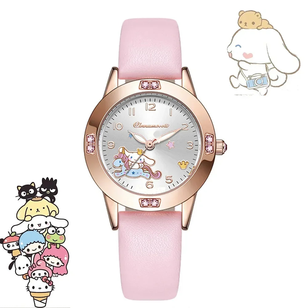 Sanrio Hello Kitty Women Watch Kuromi Cinnamoroll Kawaii Quartz Casual My Melody WristWatch Women Girl Children Gifts