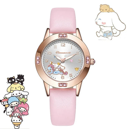 Sanrio Hello Kitty Women Watch Kuromi Cinnamoroll Kawaii Quartz Casual My Melody WristWatch Women Girl Children Gifts