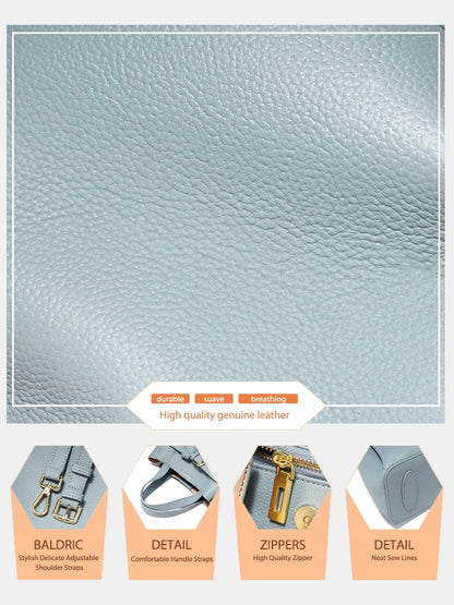 Zency Genuine Leather Top-handle Bag For Women Luxury Designer Crossbody Bag Zipper Purse Elegant OL Handbag 2025 New Shoulder