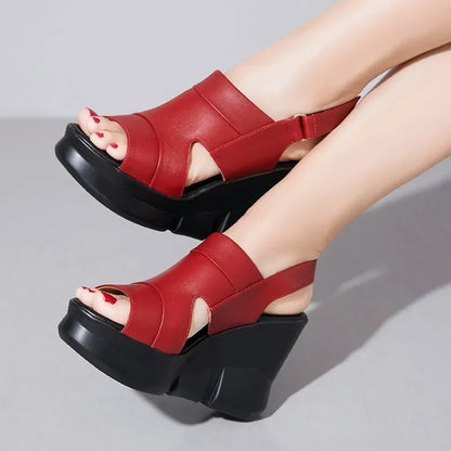 2025 High Quality Ladies Shoes Open Toe Women's Sandals Platform Dress Sandals Women Round Toe High Wedges Outdoor Shoes Women